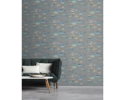 Kamerweergave met behang met vismotief