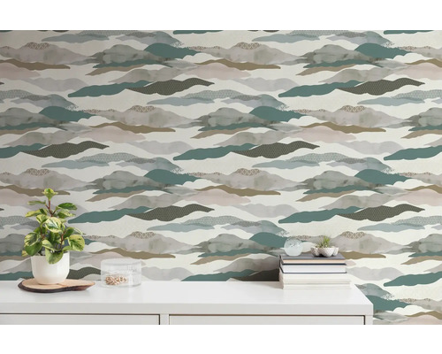 Behang met wolkenpatroon op een muur