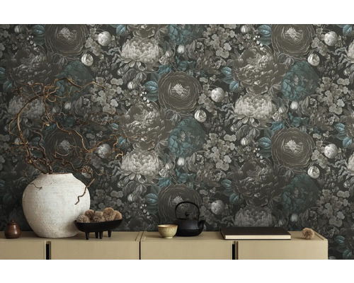 Decoratief behang met bloemenmotief als wanddecoratie