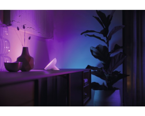 Decoratieve tafellamp op een dressoir met kamerplant