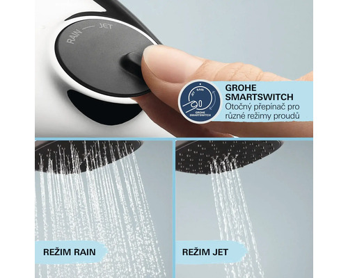 Grohe SmartSwitch douchekop met straalsoorten Rain en Jet