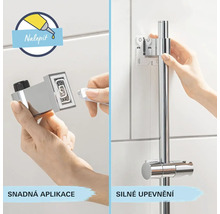 Montage van een douchestang met lijm op tegels