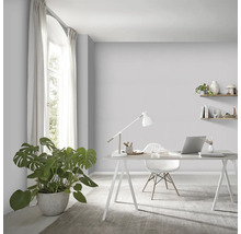 Lichte werkkamer met bureau, stoel, plant en wandplanken