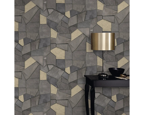 Modern behang met een onregelmatig steenpatroon