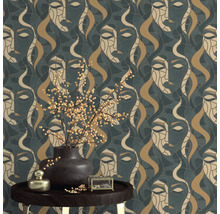 Behang met gezichtspatroon in abstracte stijl
