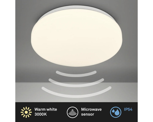 Ronde plafondlamp met magnetron sensor en beschermingsklasse IP54.