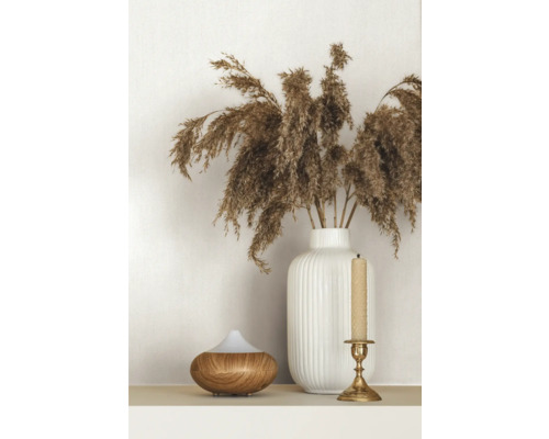 Decoratieve scène met geurlamp, vaas met pampasgras en kandelaar