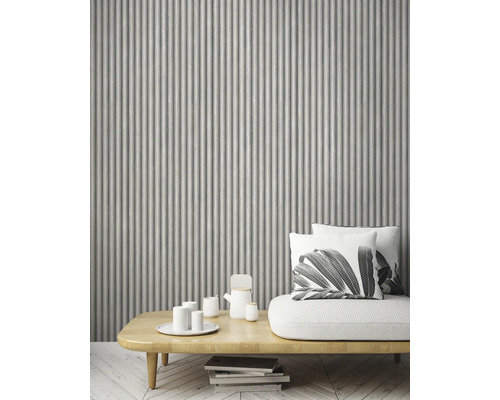 Decoratieve wandbekleding met geribbeld wandpaneel in de woonkamer.