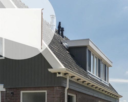 ESCADE Boeibord RAL9016 wit, 16x300x6000mm, per stuk Huisgevel met kunststof gevelbekleding