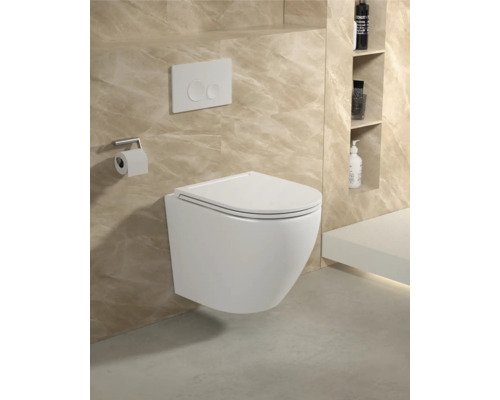 Wandhangend toilet met bedieningspaneel en toiletpapierhouder in een badkamer.