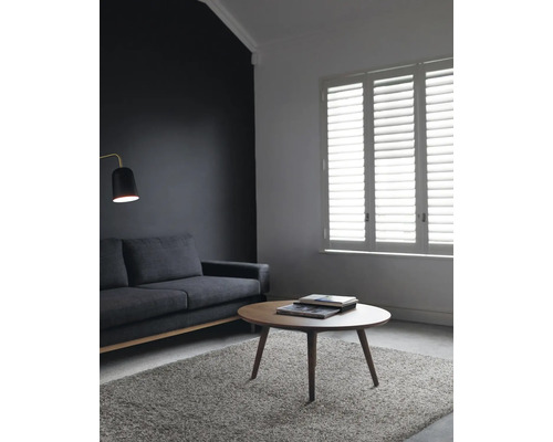 Woonkamer met bank, vloerkleed en salontafel