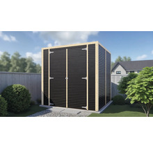 Tuinhuis met dubbele deur en houten frame
