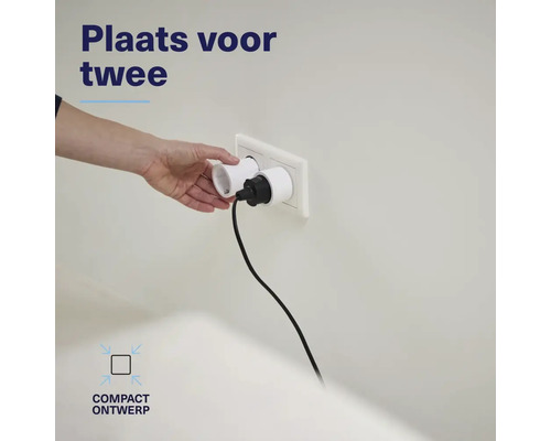 Dubbel stopcontact adapter met twee stopcontacten