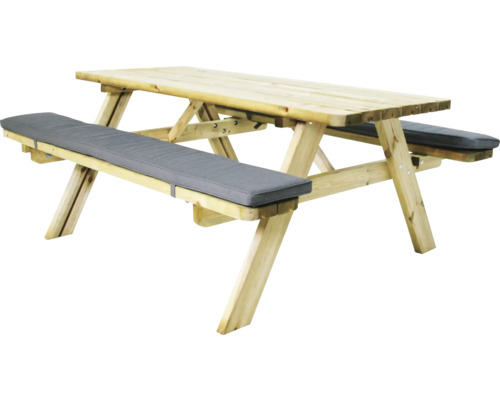 Houten picknicktafel met zitkussens