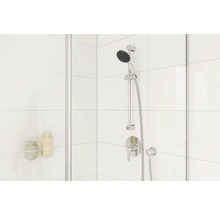 Douchecabine met douchearmatuur en shampoo houder