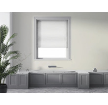 Moderne badkamer met ligbad, jaloezie en kamerplant