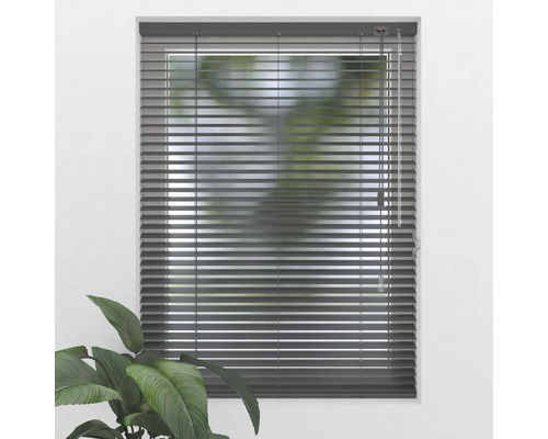 Grijze jaloezie voor een raam