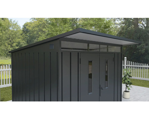 Tuinhuis met dubbele deur en bovenlicht