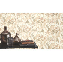Decoratief behang met botanisch patroon en bruine vazen