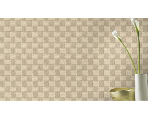 Behang met vlechtwerkpatroon voor binnenshuis.