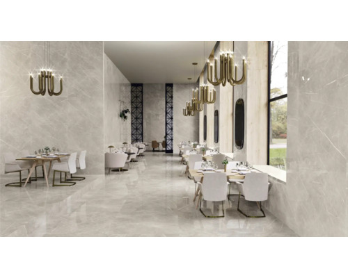 Interieurbeeld van een restaurant met tafels en stoelen op een vloer van tegels