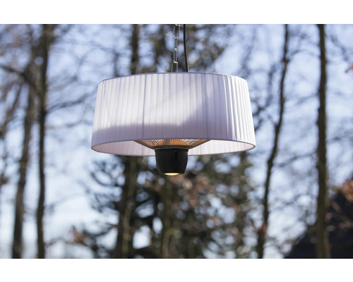 Hangende terrasverwarmer met lampenkap voor buiten