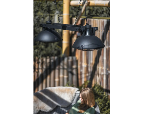 Zwarte dubbele spot hanglamp voor buiten