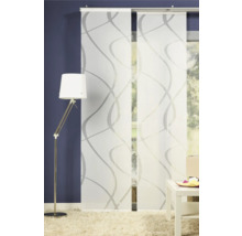 Decoratief paneelgordijn met golfpatroon in de woonkamer.