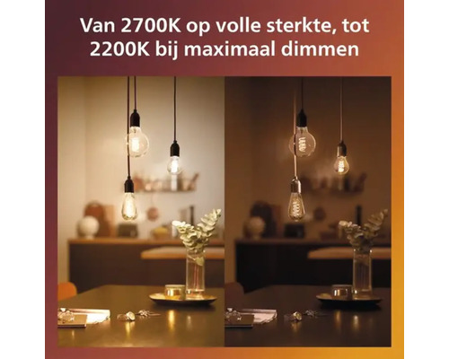 Decoratieve lampen met verschillende helderheid boven een eettafel