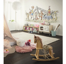 Kinderkamer met speelgoed, vloerkleed en muurschildering