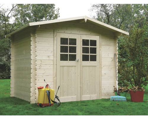Houten tuinhuis met dubbele deur en ramen