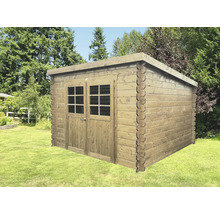 Houten tuinhuis met dubbele deur en ramen