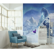 Gedecoreerde kamer met fotobehang van winterlandschap