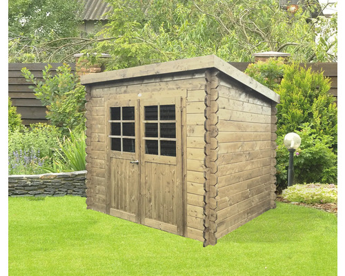 Houten tuinhuis met dubbele deur en ramen