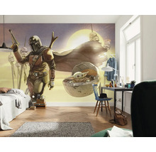 Kamer met Star Wars muurschildering met Mandalorian en Baby Yoda