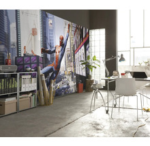 Kantoorruimte met Spider-Man fotobehang, bureau en rekken