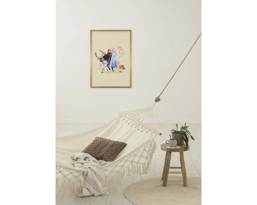 Decoratieve Disney Frozen 2 poster boven een hangmat in een kamer