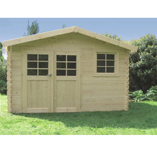 Houten tuinhuis met raam en deur