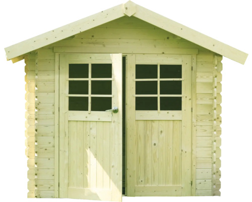 Houten tuinhuis met dubbele deur en ramen