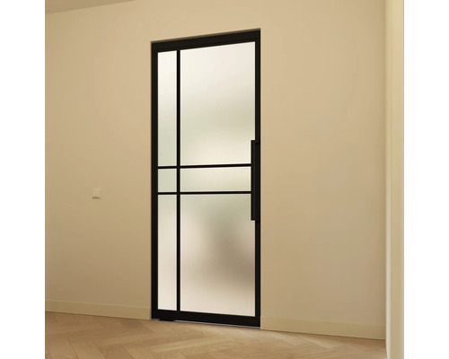 Schuifdeur met glas en zwart frame