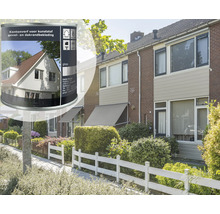 Verf voor kunststof gevelbekleding en dakrandbekleding voor een woonhuis