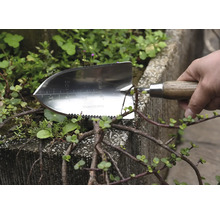 Roestvrijstalen plantenschep met houten handvat voor tuinieren