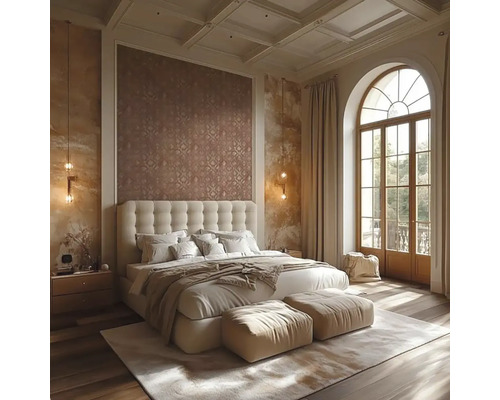 Slaapkamer met bed, nachtkastje en groot raam