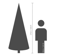 Groottevergelijking: kerstboom 270 centimeter en mens 180 centimeter