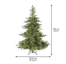 Kunstkerstboom, 150 cm hoog, met ledlampjes en voet