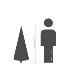 Maatvergelijking: Boom (150cm) en mens (180cm)