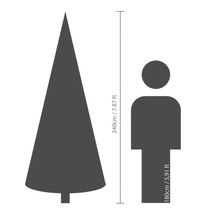 Groottevergelijking: kerstboom (240 cm) en persoon (180 cm)