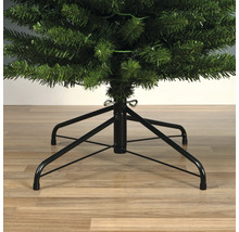 Detailopname van een kunstkerstboom met metalen standaard.