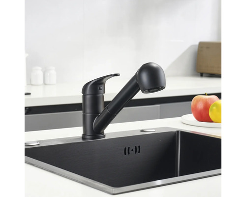 Spoelbakmengkraan in moderne keukendesign met uittrekbare sproeier