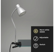 Klemspot met warm wit licht, flexibel verstelbaar en met schakelaar